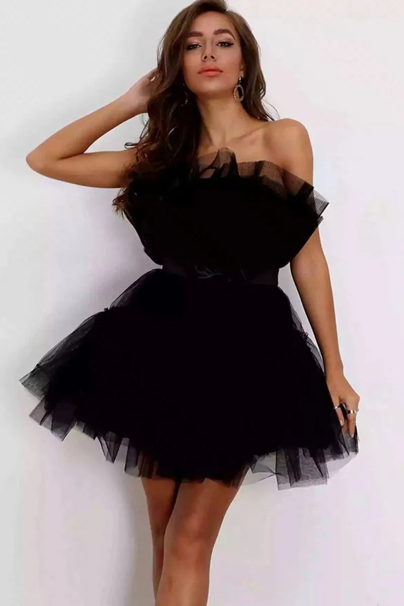 Cute A-line Strapless Short Homecoming Dresses