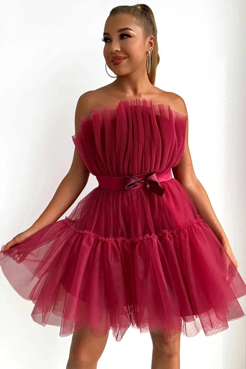 Cute A-line Strapless Short Homecoming Dresses