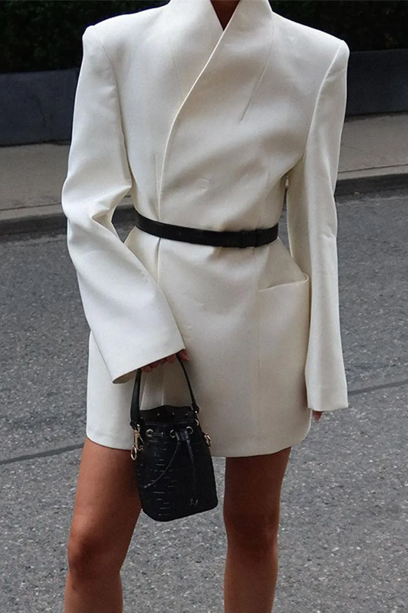 Daily Elegant Pocket Turndown Collar Outerwear