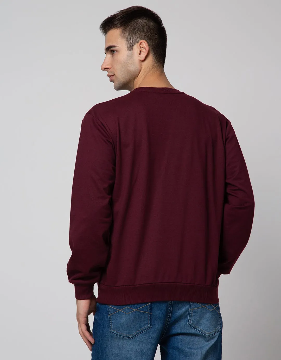 Details Long Sleeve Sweatshirt Jumper Wine Bordir Print
