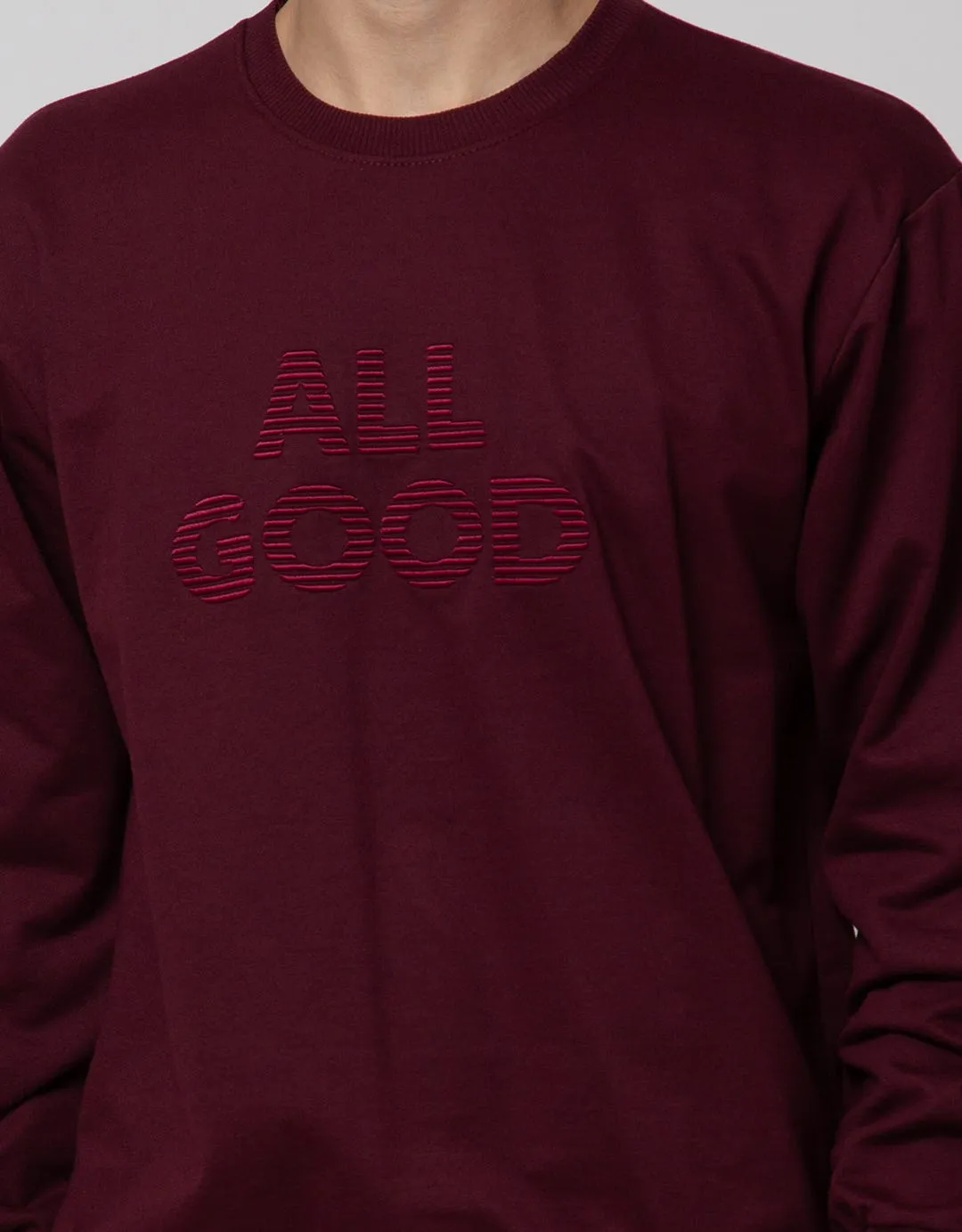 Details Long Sleeve Sweatshirt Jumper Wine Bordir Print