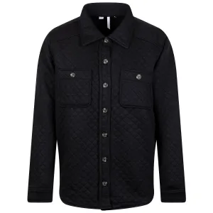 Diamond Quilted Shacket Black