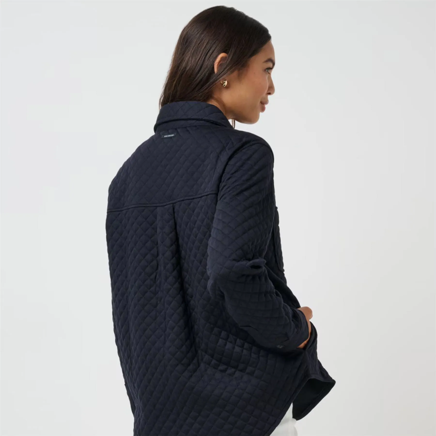 Diamond Quilted Shacket Black