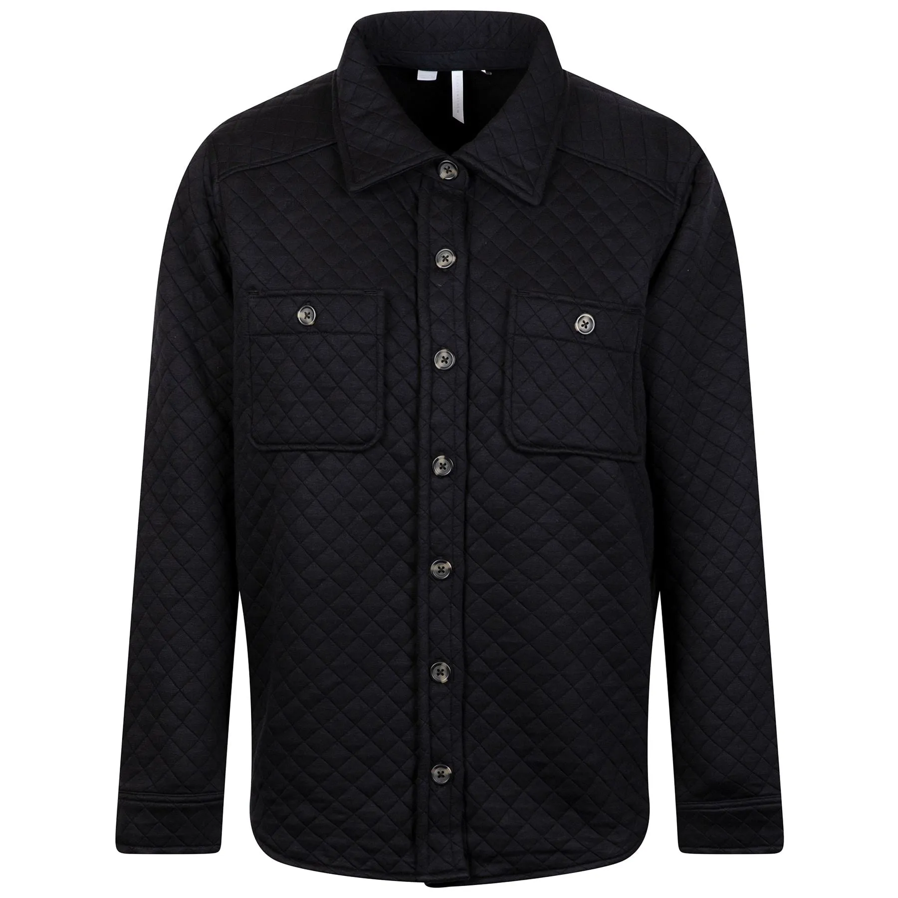 Diamond Quilted Shacket Black