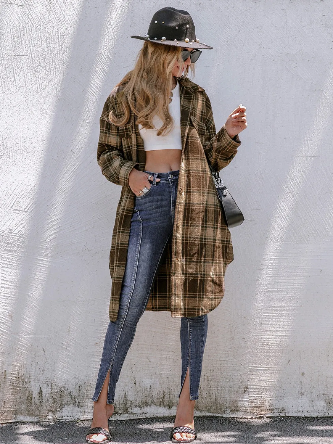 Donna Plaid Button Up Long Sleeve Shacket