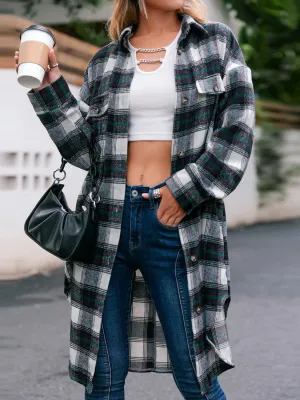 Donna Plaid Button Up Long Sleeve Shacket