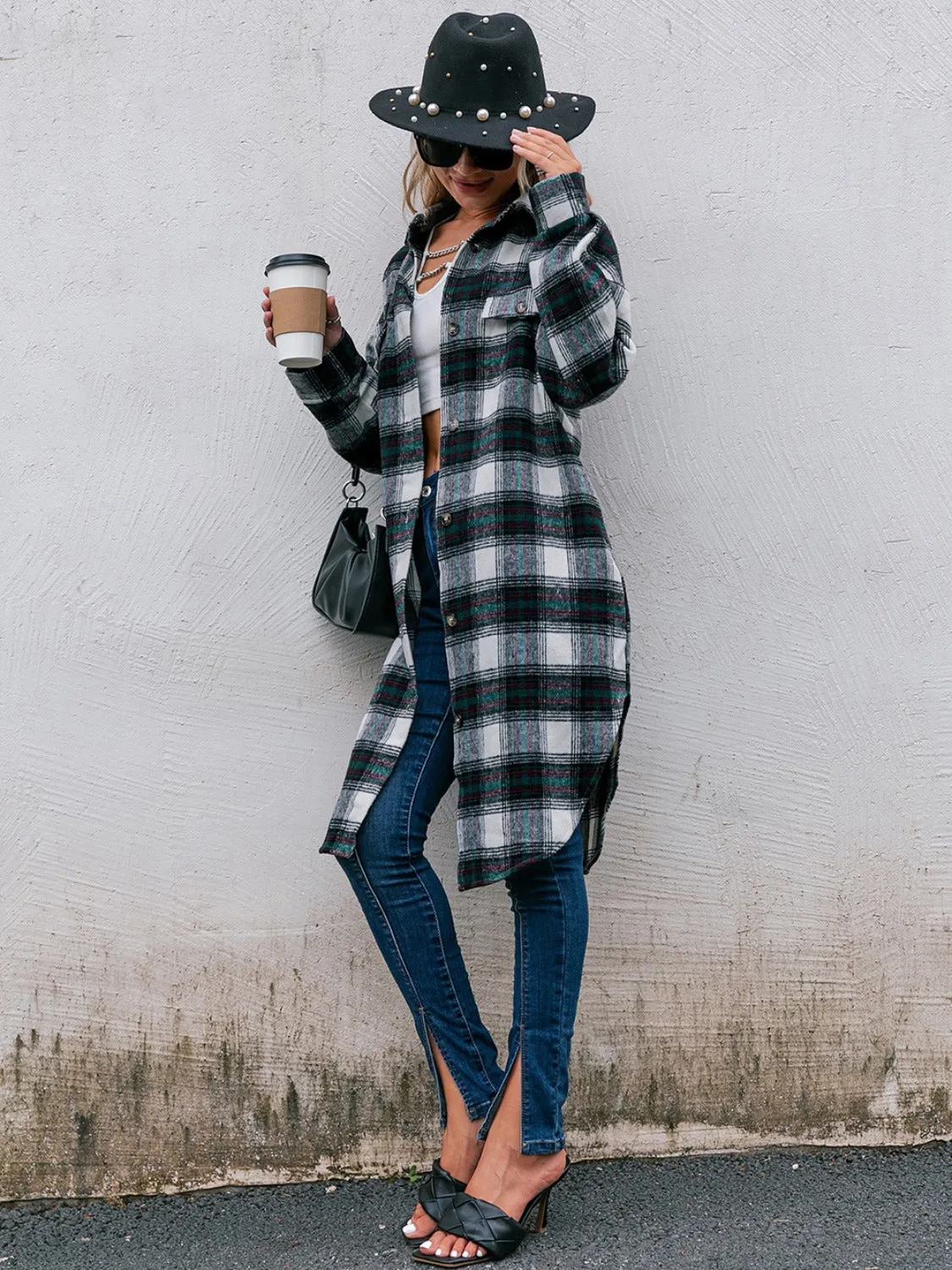 Donna Plaid Button Up Long Sleeve Shacket