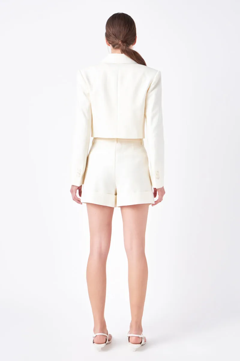 Double Breasted Button Blazer (Ivory, Navy)