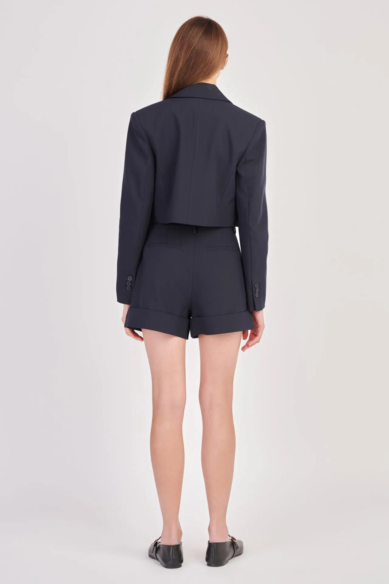Double Breasted Button Blazer (Ivory, Navy)