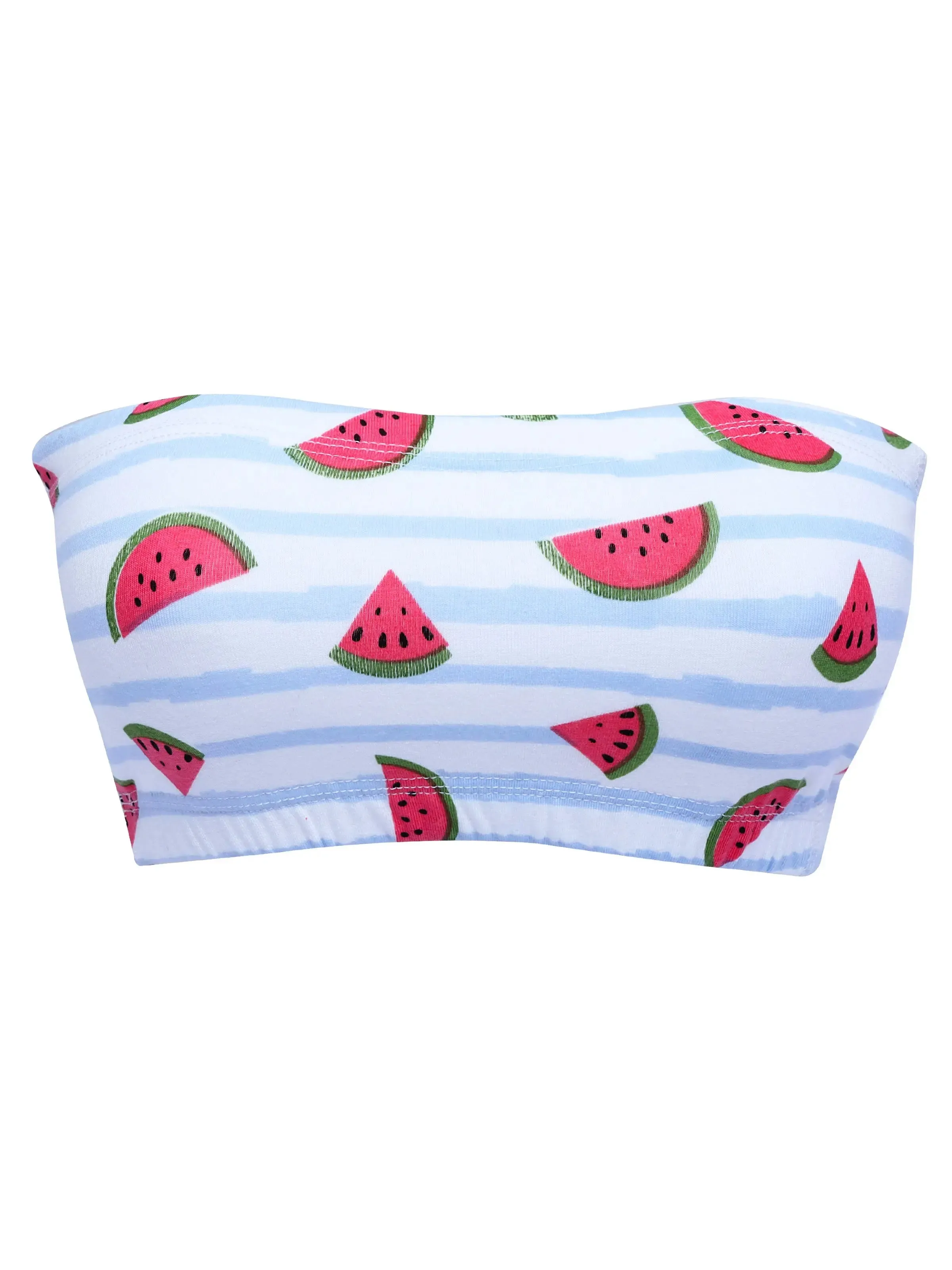 Double-Layer Cotton Tube Bra | Non-Padded Strapless Bra | Watermelon Print Bra