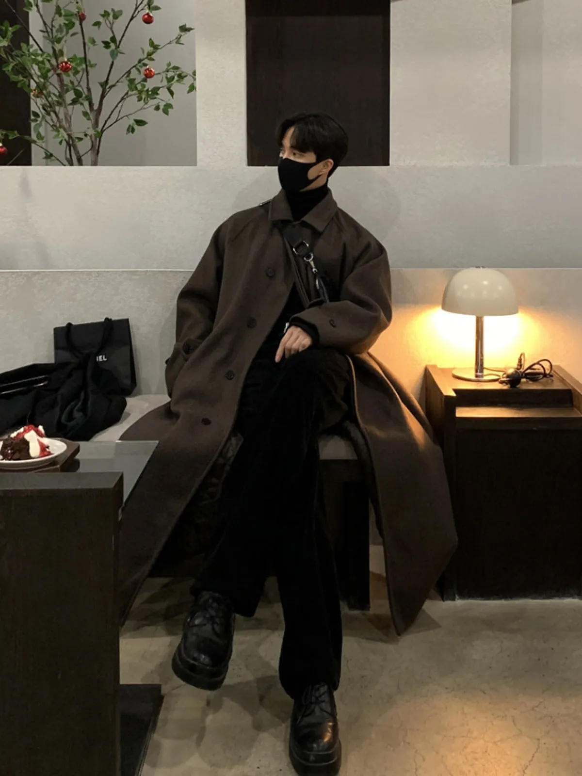 Double Sided Brown Long Woolen Coat