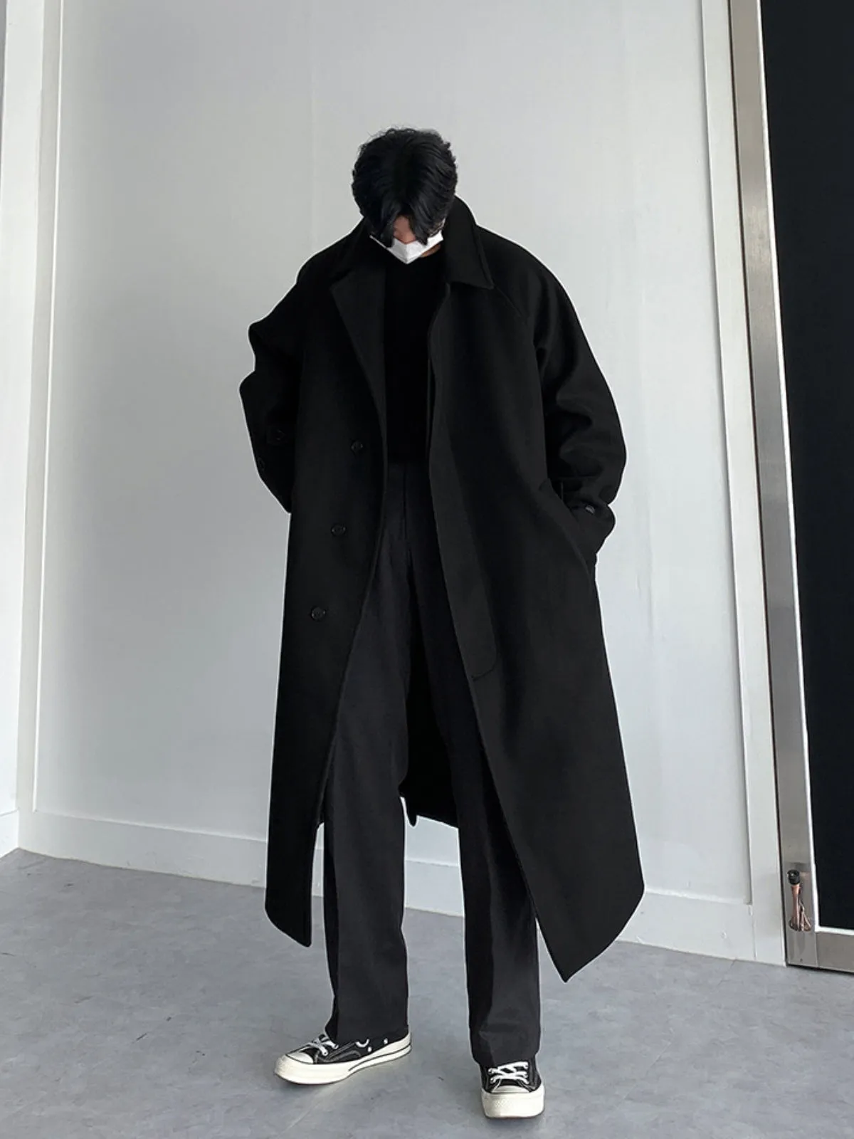 Double Sided Brown Long Woolen Coat