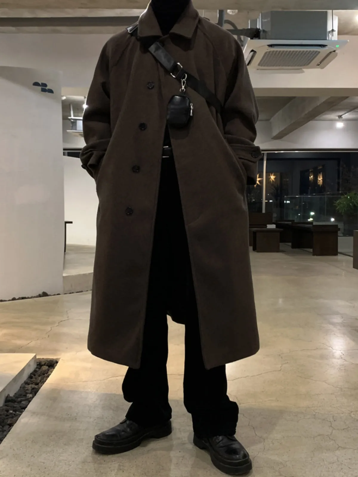 Double Sided Brown Long Woolen Coat