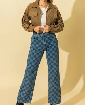 Drop Shoulder Crop Jacket