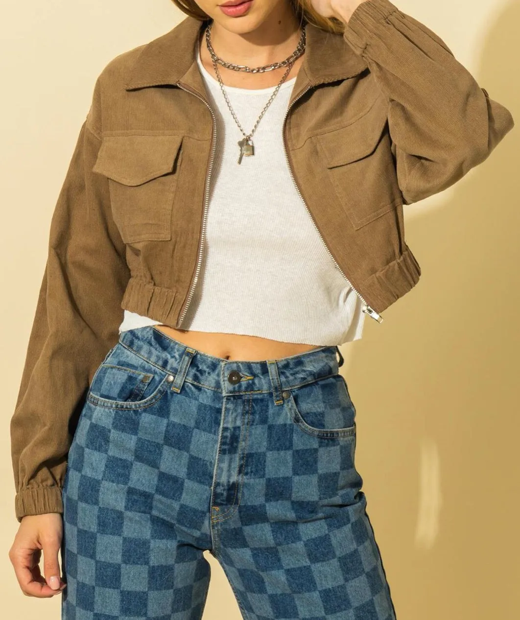 Drop Shoulder Crop Jacket