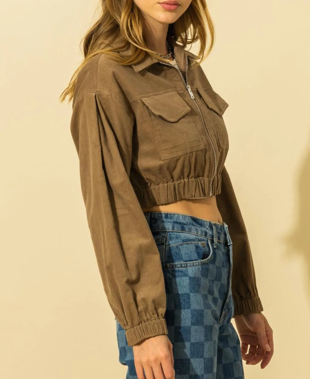 Drop Shoulder Crop Jacket