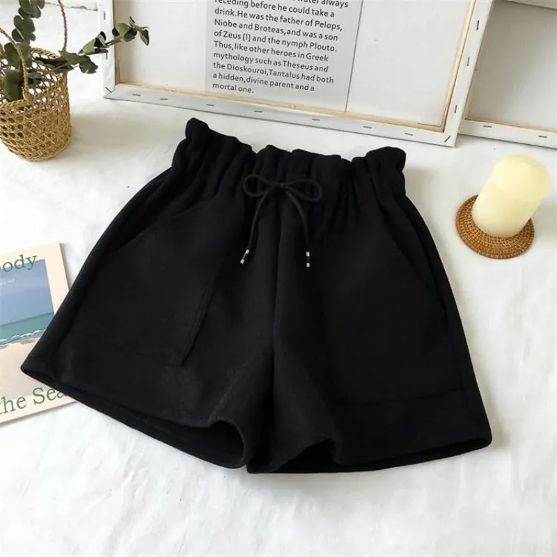 Elastic Thick Warm Woolen Shorts