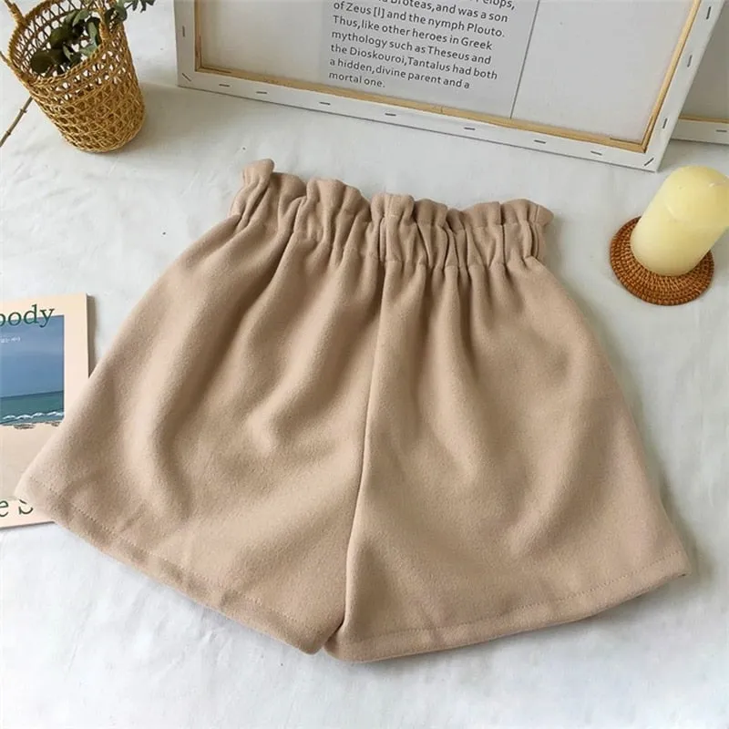 Elastic Thick Warm Woolen Shorts