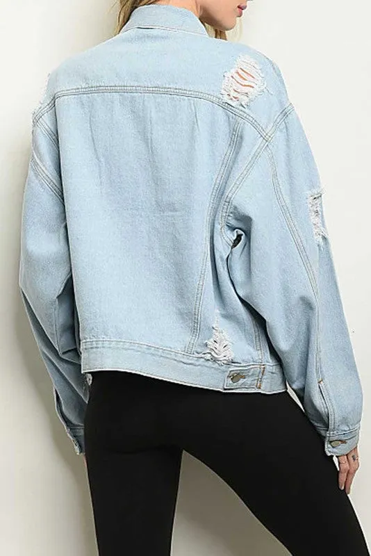 ELEANOR DISTRESSED BOYFRIEND DENIM JACKET