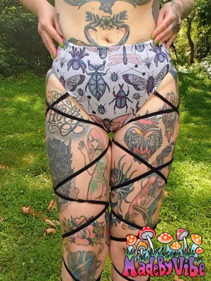 Electro Entomology High Waisted Swim Bottoms w/ Removeable Leg Wraps - Ready to Ship