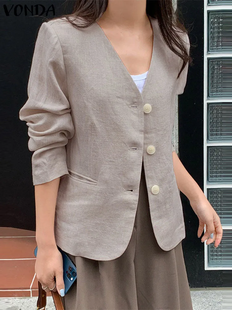Elegant Coat Sexy V Neck Work Wear Blazers