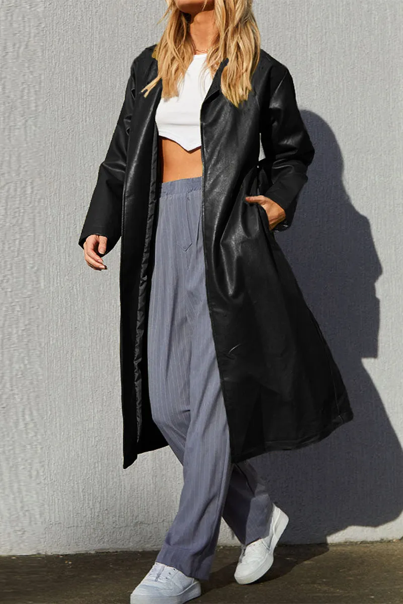 Elegant College Solid Solid Color Turn-back Collar Outerwear(3 Colors)