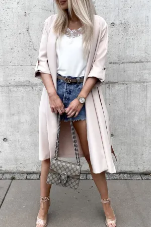 Elegant Solid Color Turn-back Collar Outerwear(3 Colors)
