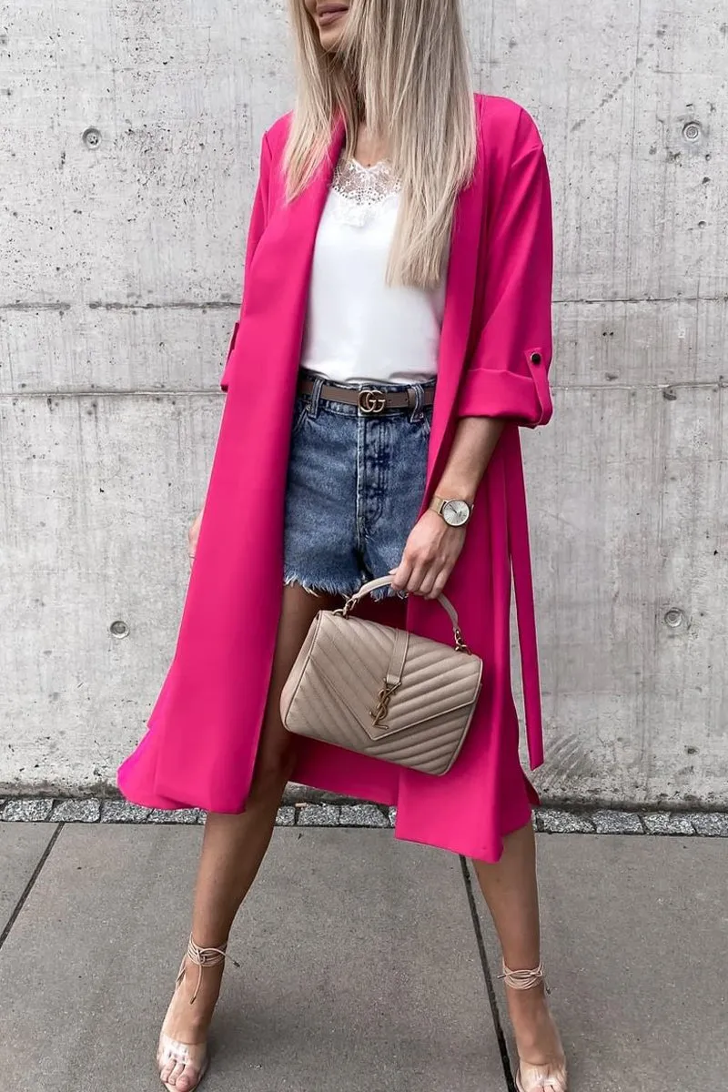Elegant Solid Color Turn-back Collar Outerwear(3 Colors)