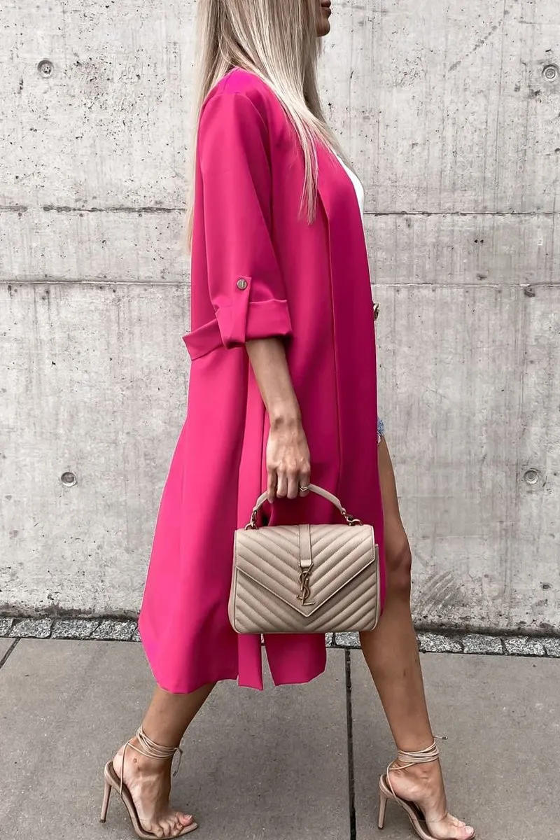 Elegant Solid Color Turn-back Collar Outerwear(3 Colors)