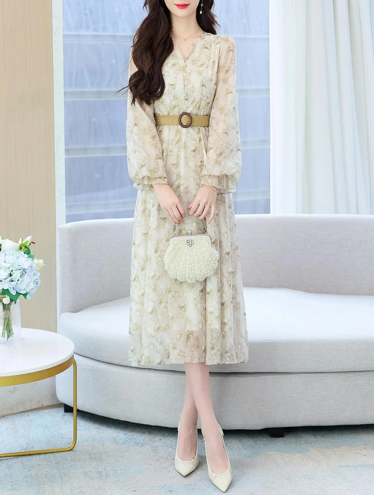 Elegant Women's Sundress with Full Floral Design