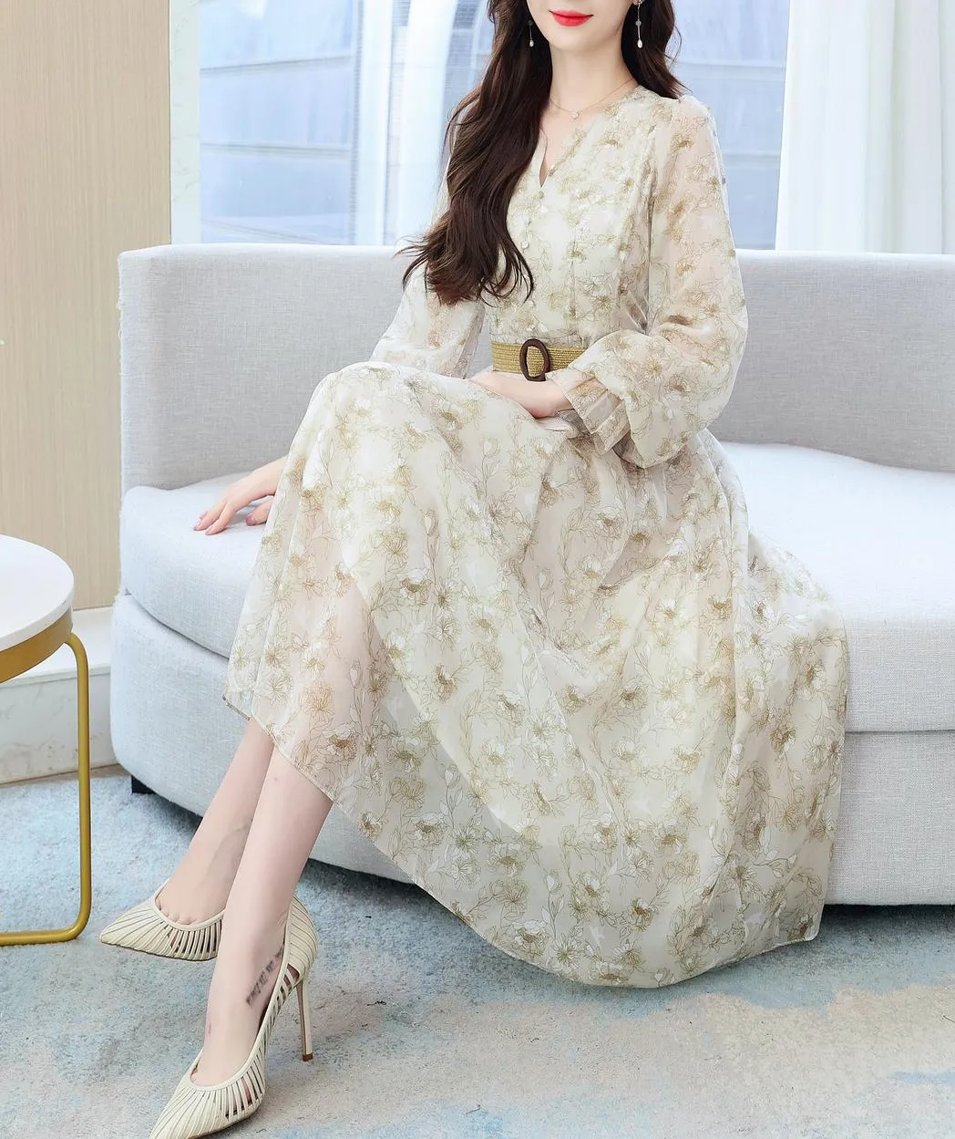 Elegant Women's Sundress with Full Floral Design