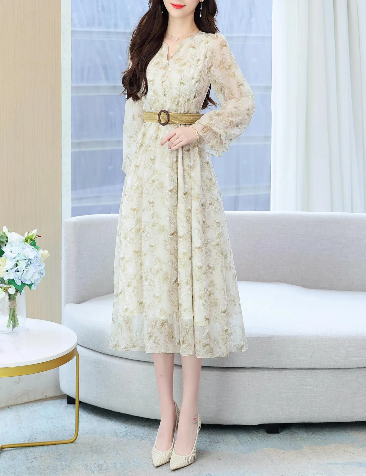 Elegant Women's Sundress with Full Floral Design