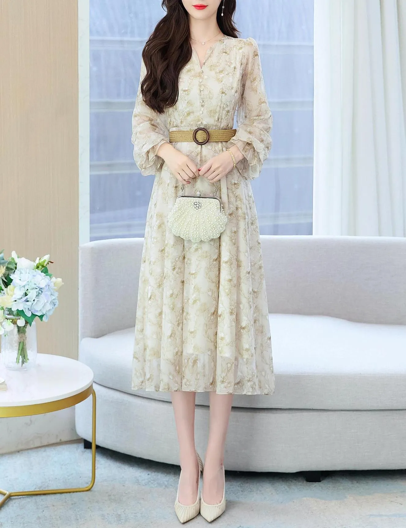 Elegant Women's Sundress with Full Floral Design