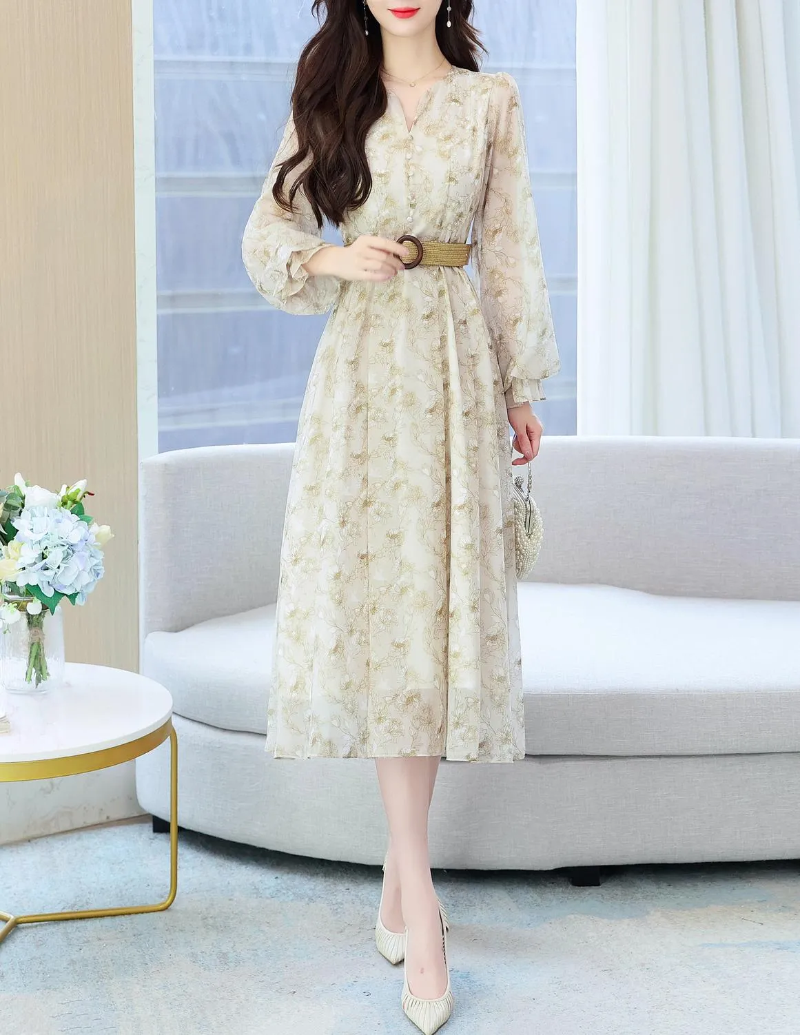 Elegant Women's Sundress with Full Floral Design