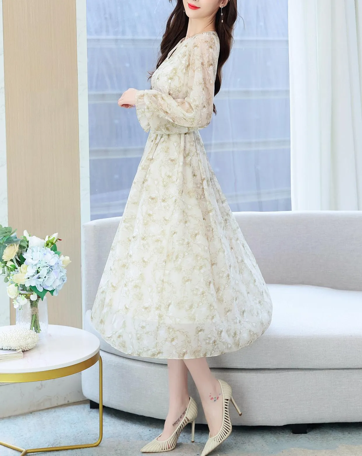 Elegant Women's Sundress with Full Floral Design