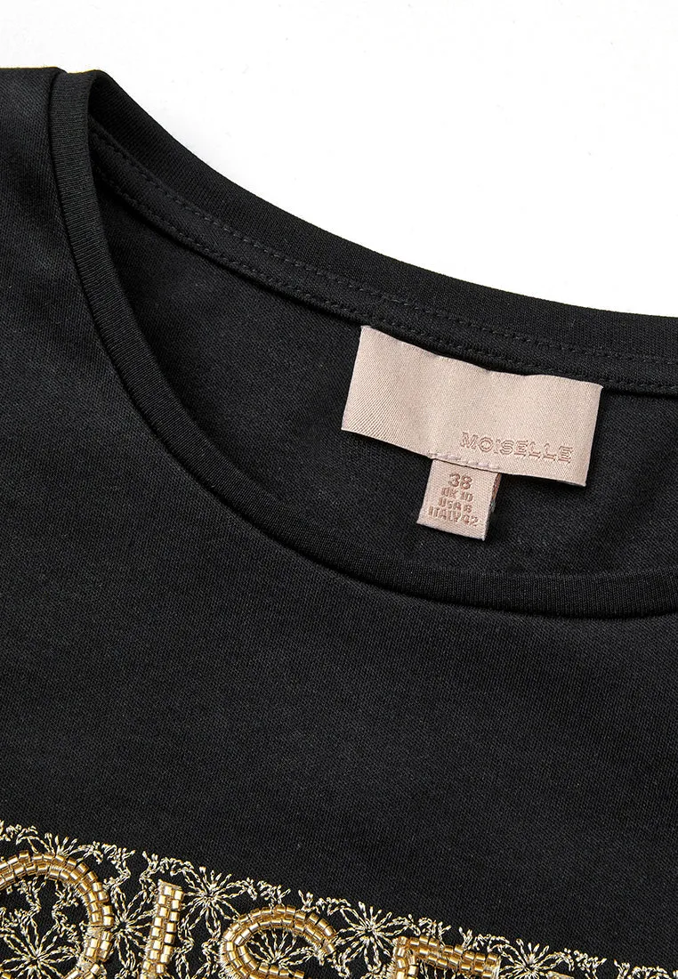 Embroidered and Beaded Logo T-shirt