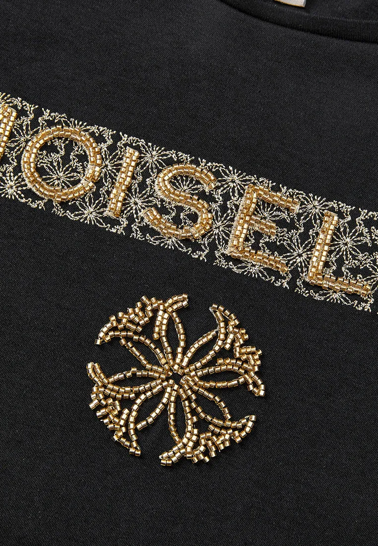 Embroidered and Beaded Logo T-shirt