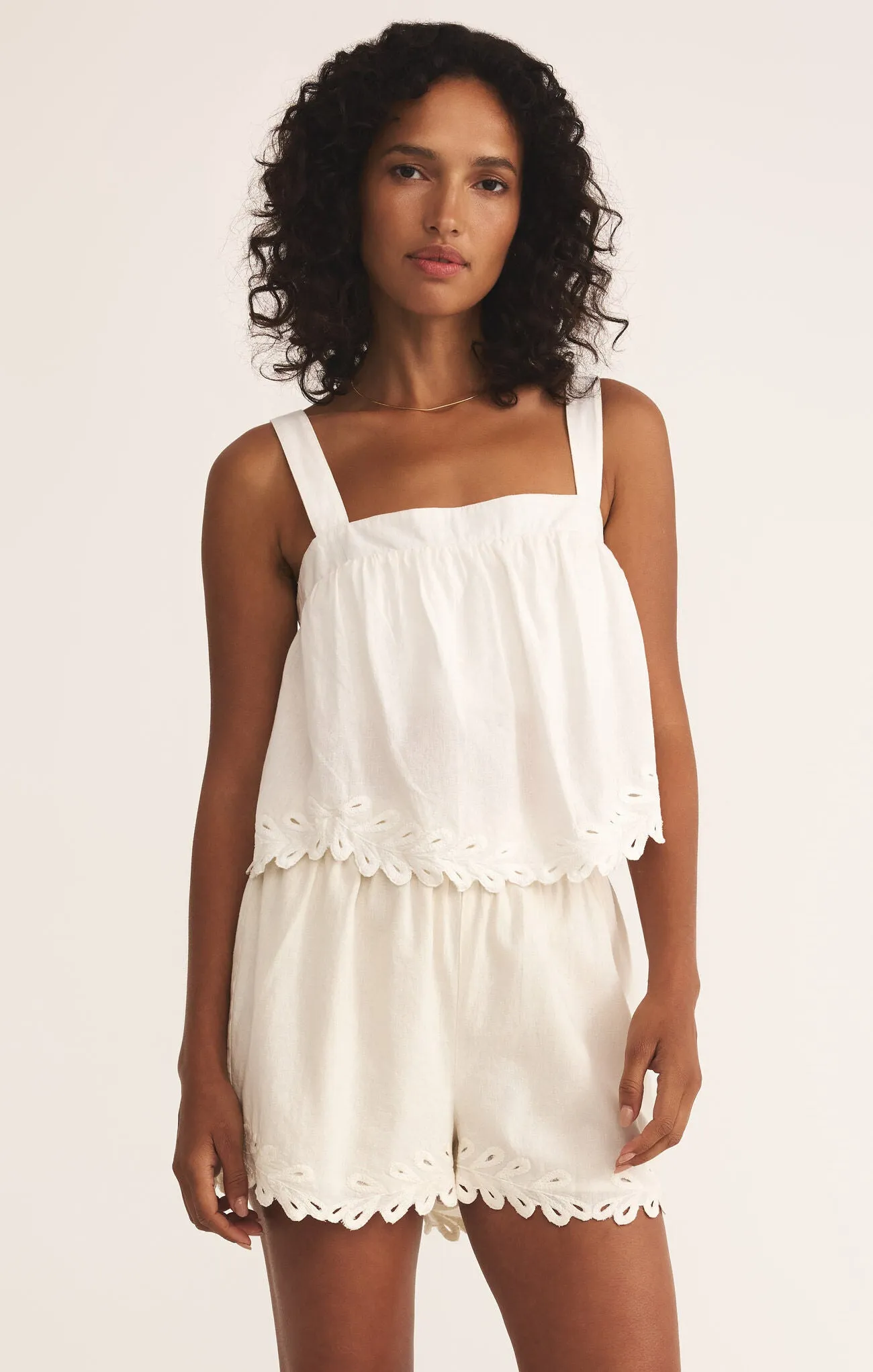 Embroidered Linen Shorts