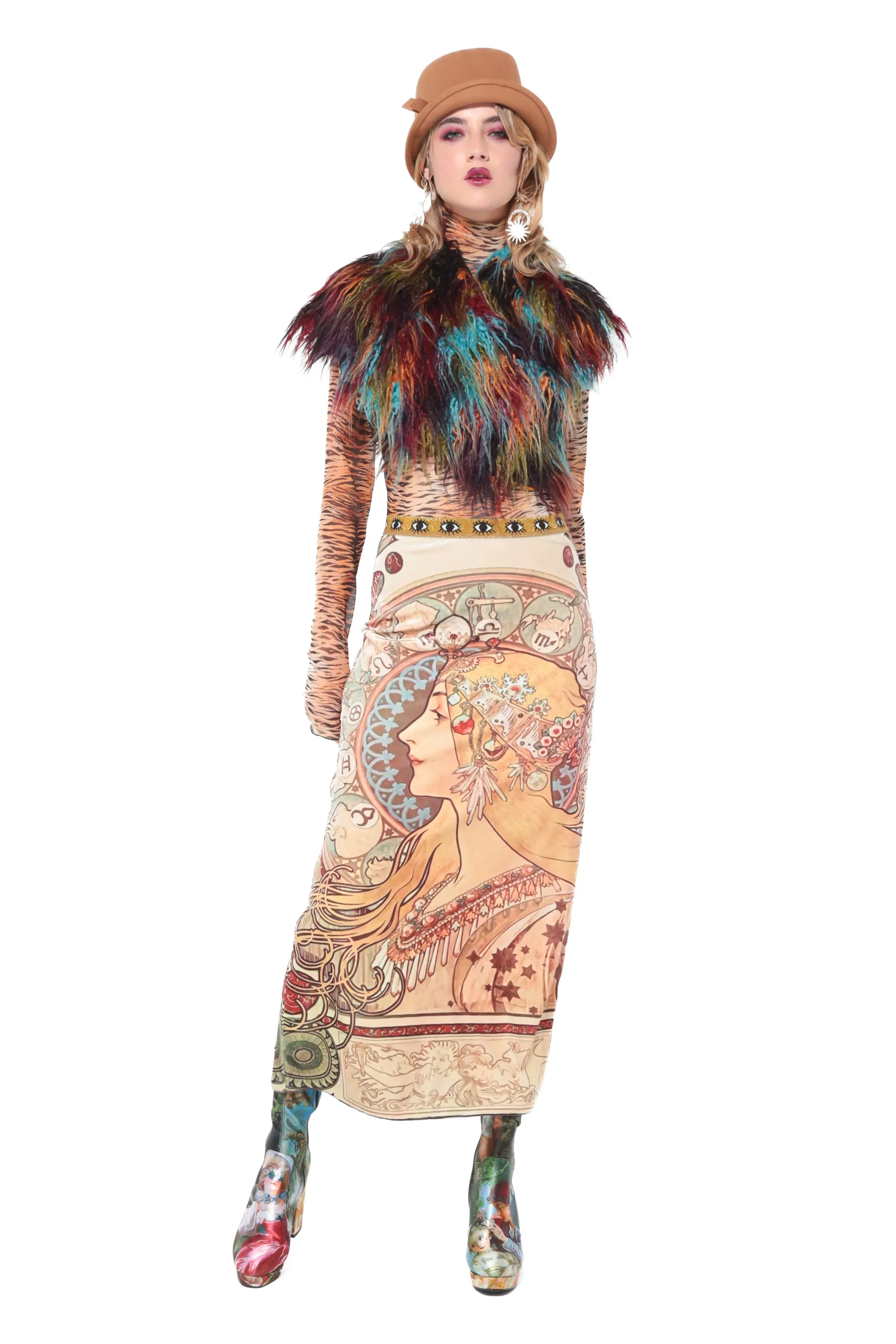 Engineered Print Lined Skirt