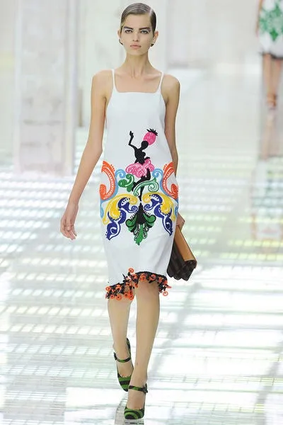 Exceptional Spring 2011 Prada Runway & Ad Campaign Embroidered White Dress