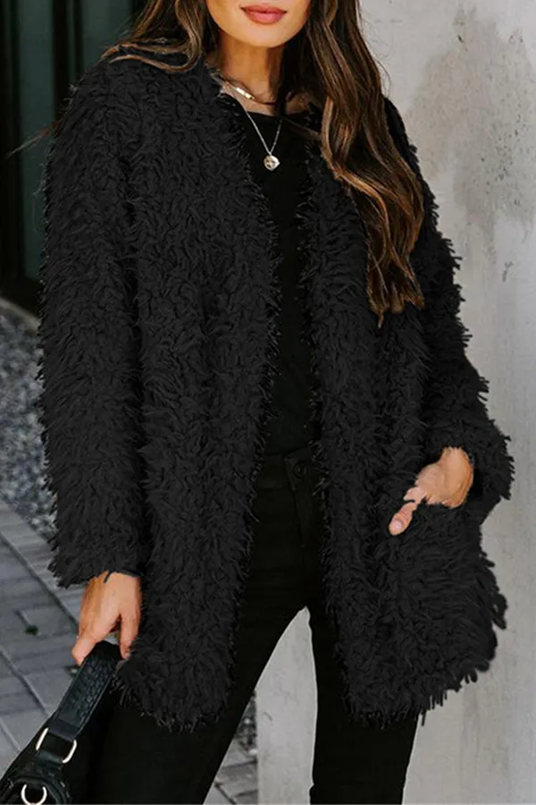 Fashion Casual Solid Pocket Basic Outerwear