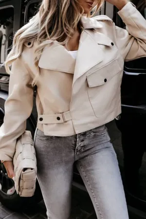 Fashion Street Solid Patchwork Turndown Collar Outerwear(3 Colors)