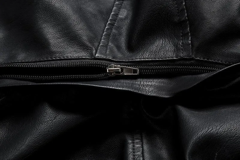 Fashion Turnover Collar Zipper Women PU Jacket