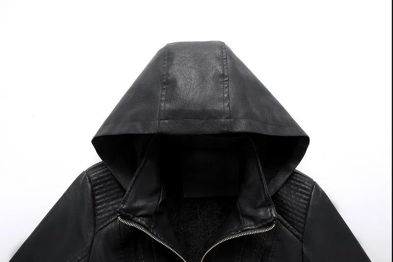 Fashion Turnover Collar Zipper Women PU Jacket