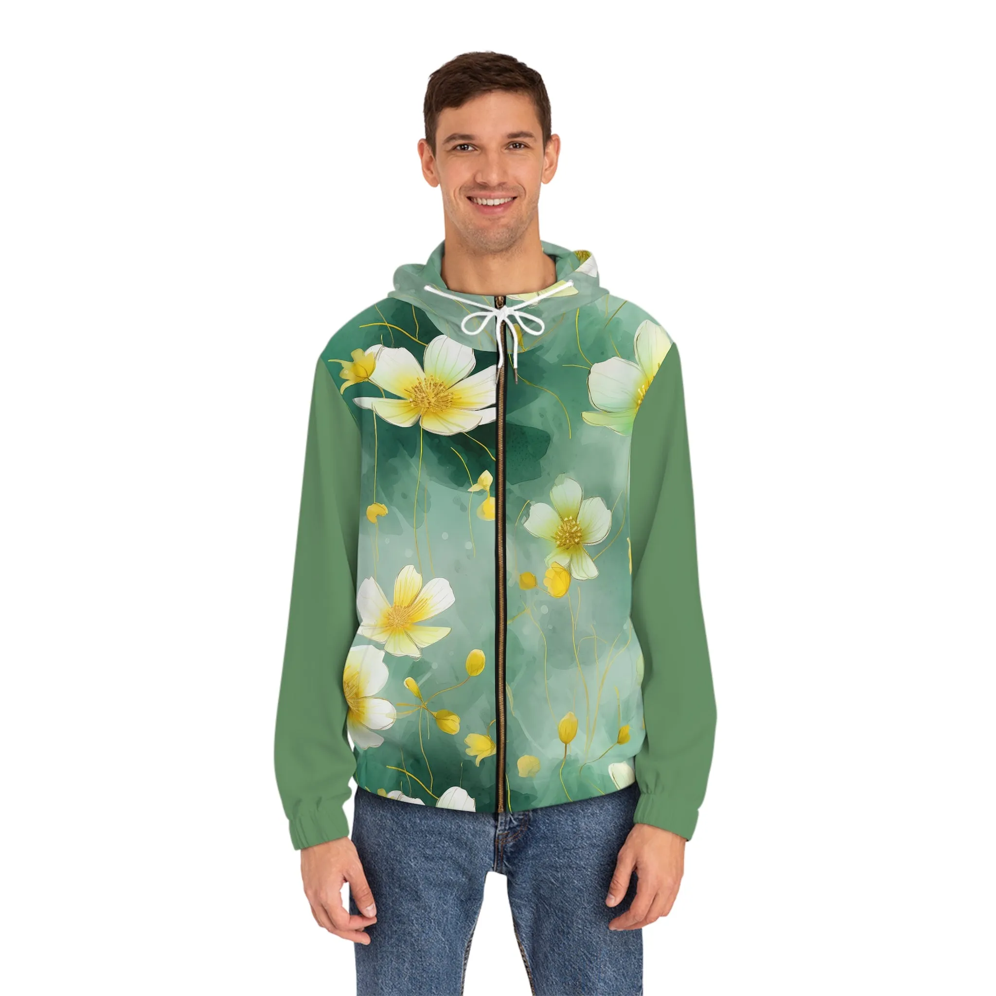 Floral Garden Full-Zip Hoodie - Men's Eco-Friendly Outerwear
