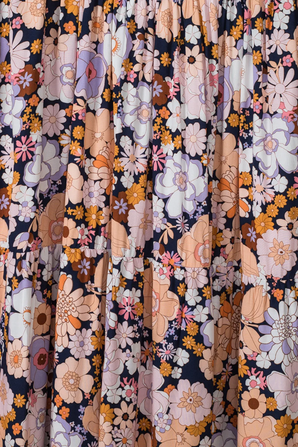 Floral Print Maxi Sundress with Scoop Back and Tiered Skirt