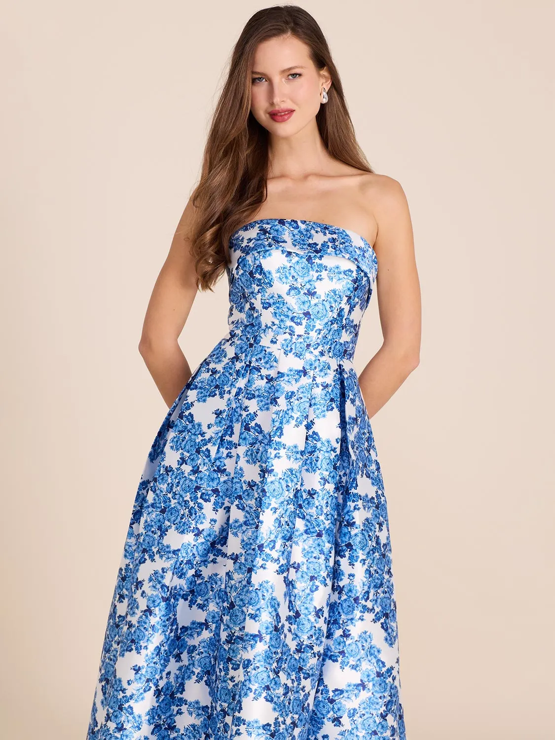 Floral Strapless Ball Gown