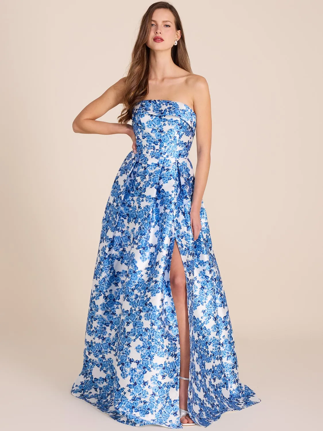 Floral Strapless Ball Gown