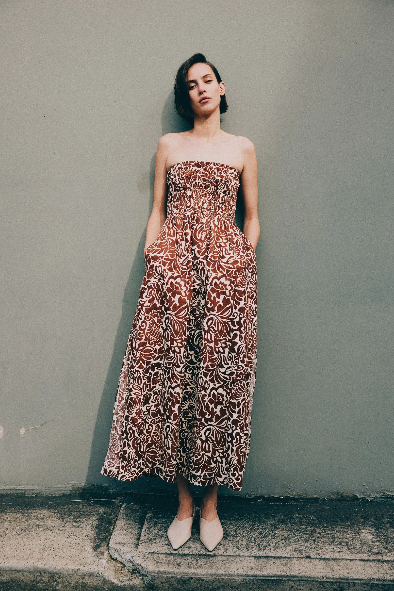 FLORENSE SHIRRED MAXI DRESS