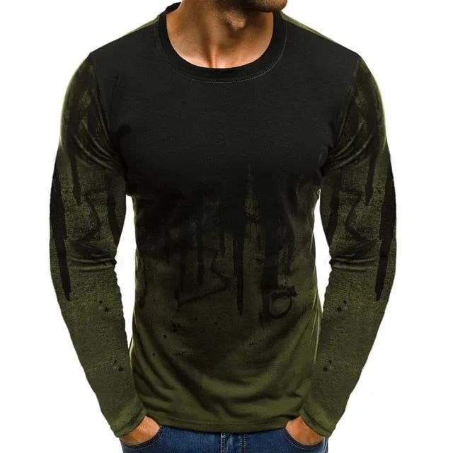 FLYFIREFLY Men Camouflage Printed  Male T Shirt Bottoms Top Tee Male Hiphop Streetwear Long Sleeve Fitness Tshirts